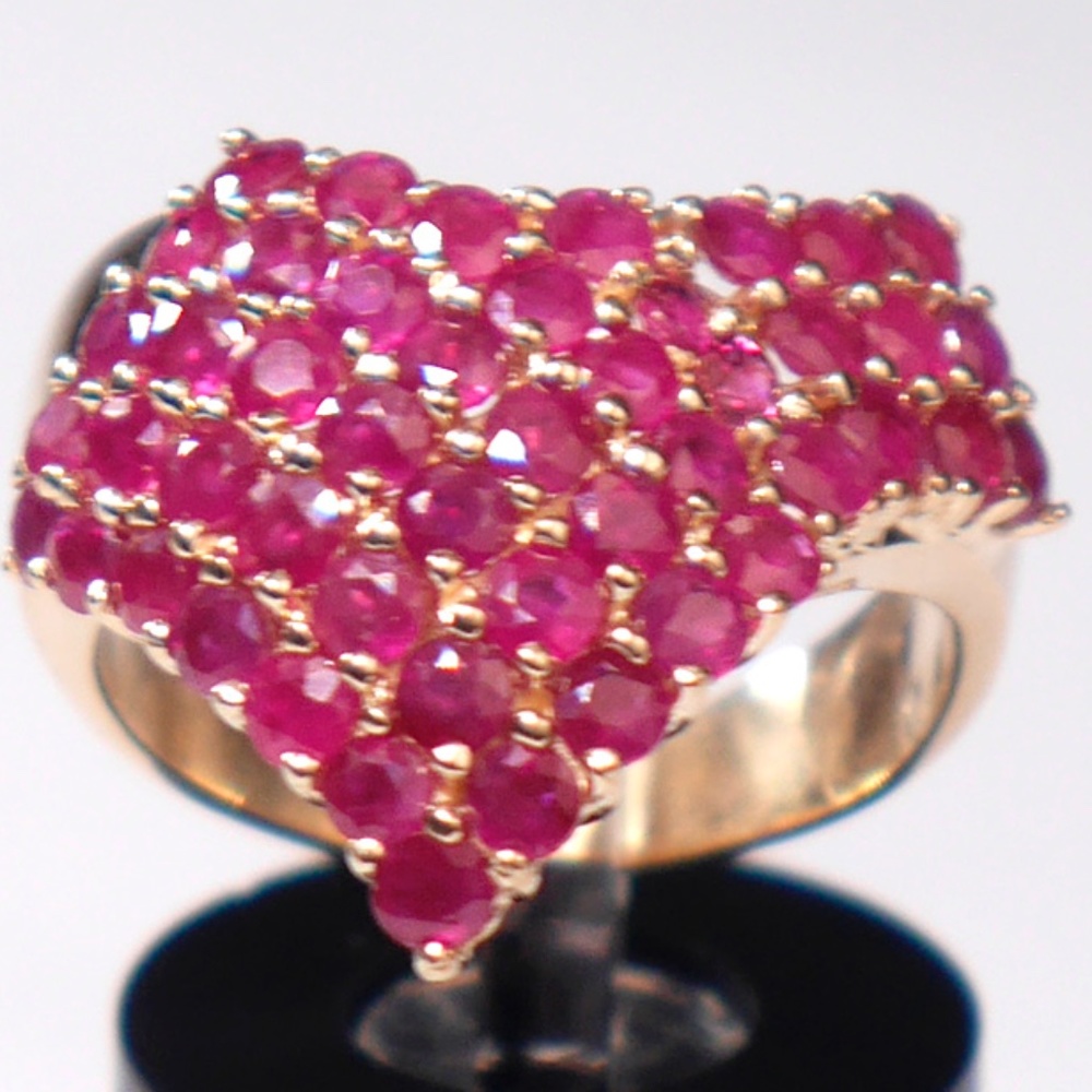14k Ruby Ring Chevron V Cluster Solid Yellow Gold - image 1